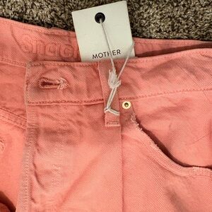 MOTHER Vibrant Peach Denim